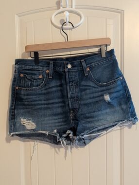 Levi's Distressed Button-Front Denim Shorts